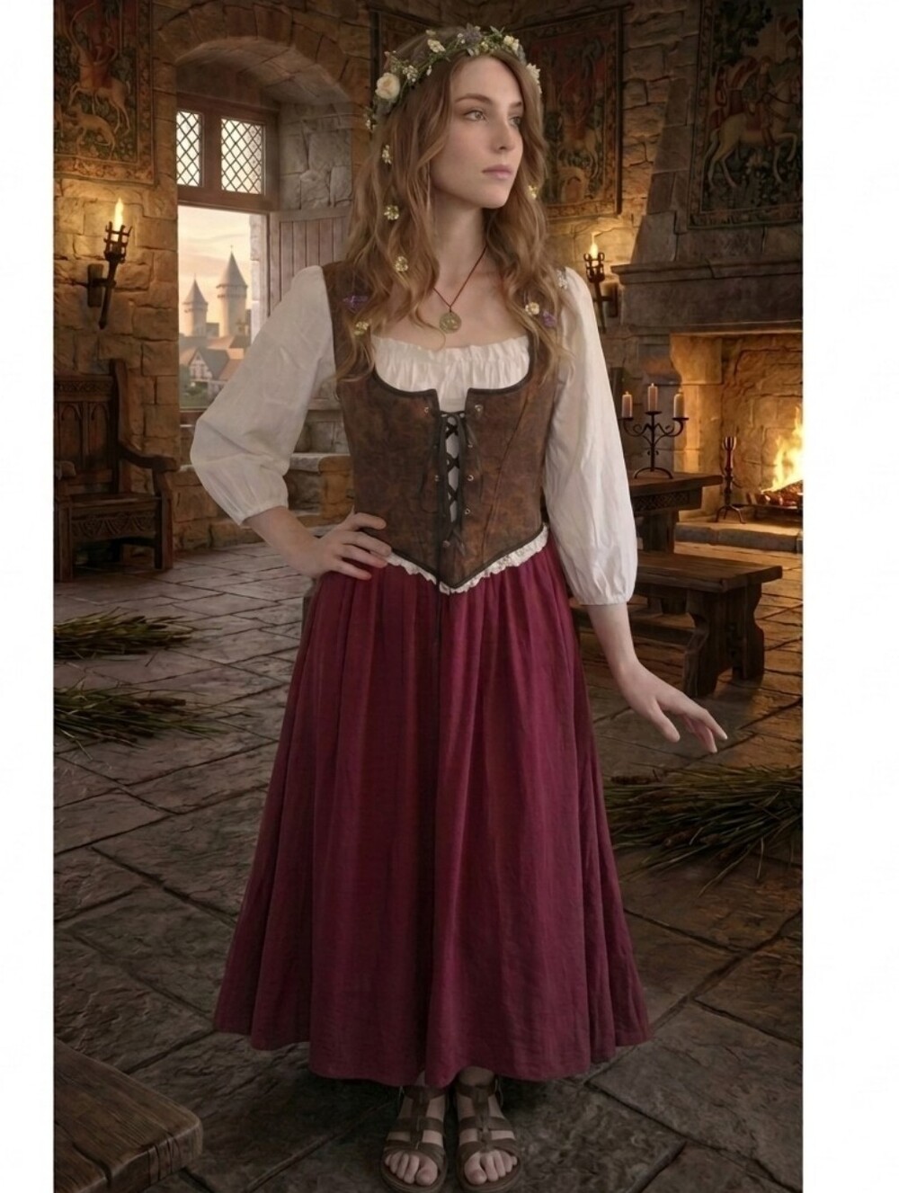 Spirit Halloween Renaissance Tavern Wench  Dress Oktoberfest Costume Size 12/14